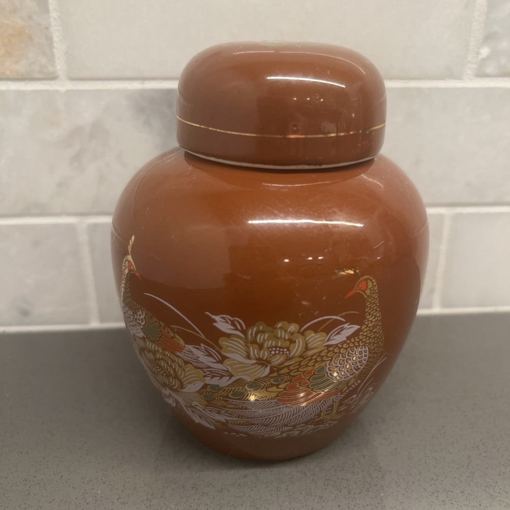 Vintage Ardco Dallas Spice Bowl Covered Dish Decanter Fine Quality Peacock Deco